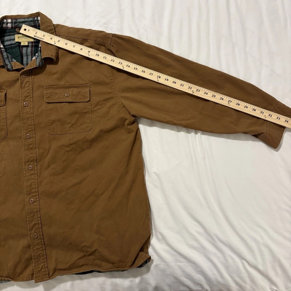 Rustic Ridge Shirt Jacket Mens 2XL Brown Flannel Lined Chamois Work Shacket Cttn - Picture 10 of 10